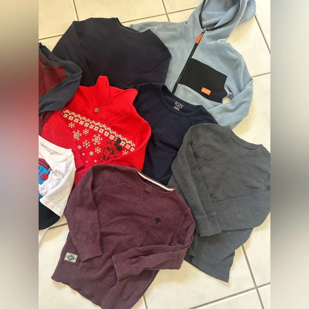 Lot of 9 boys long sleeve tops and sweaters most 5 or 6T